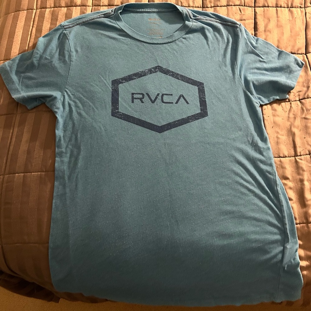 RVCA Blue Short Sleeve Tee Casual Comfort